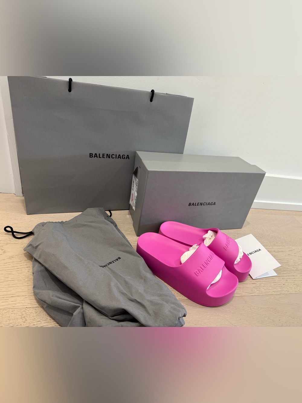 Balenciaga Hot Pink Platform Slide Sandals size 38